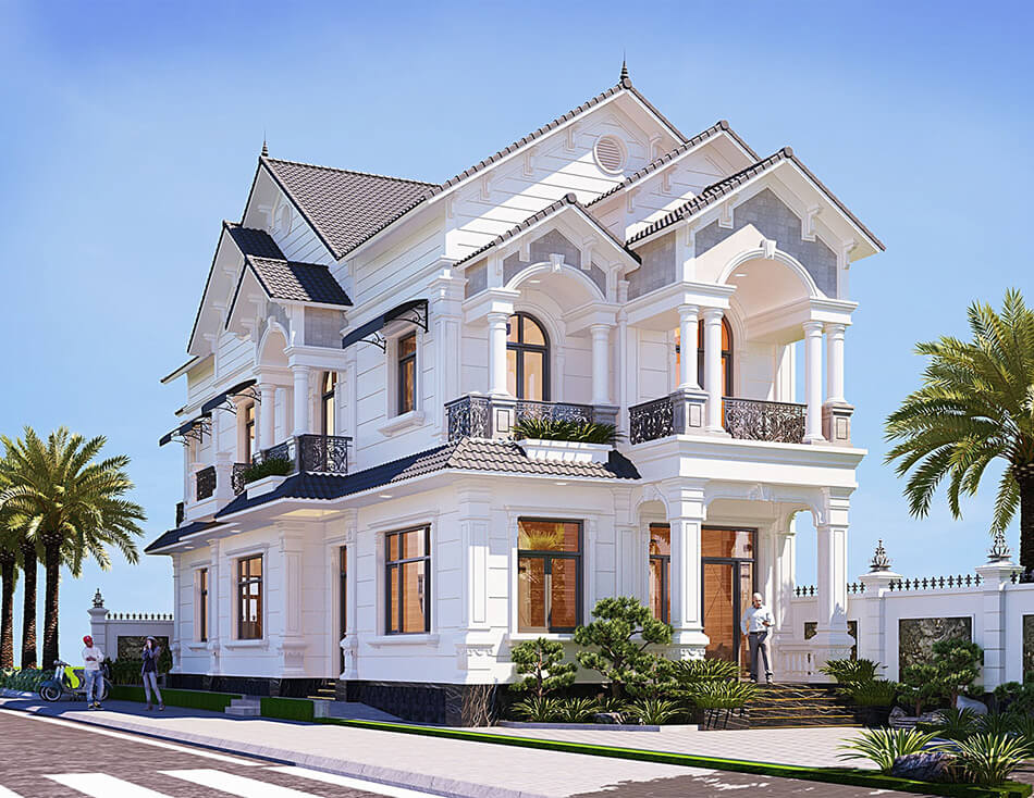 Biệt thự 2 tầng mái Thái hiện đại