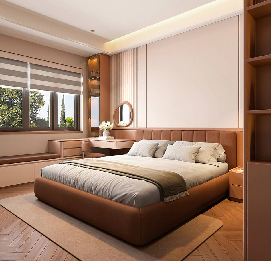 Không kê giường hướng ra giường ngủ