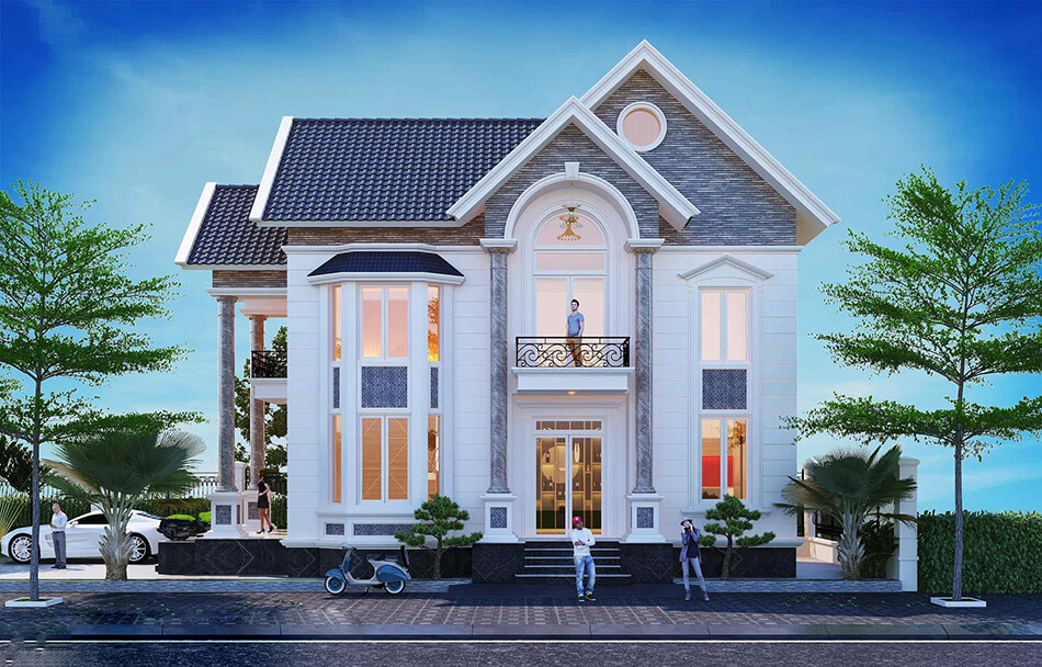 kinh nghiệm thiết kế biệt thự 2 tầng mái Thái hiện đại
