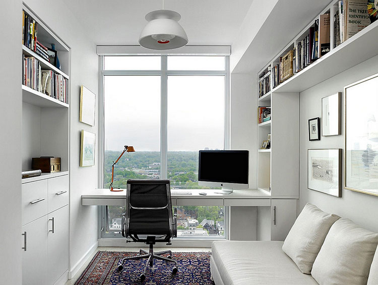 Phòng làm việc của bạn nên được thiết kế dạng hình vuông tạo sự thoáng đãng, chang hòa với thiên nhiên