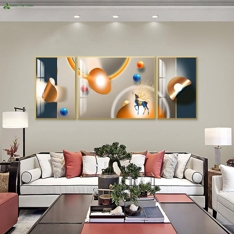 Trang trí tường phòng khách bằng tranh nghệ thuật