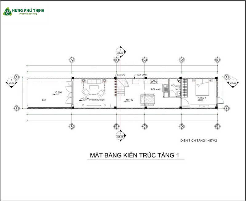 Bản vẽ thiết kế nhà ống 3 tầng 4x14m