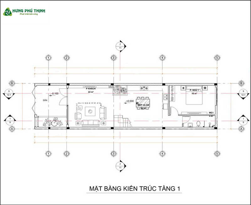 Bản vẽ thiết kế nhà ống 3 tầng 4x20m