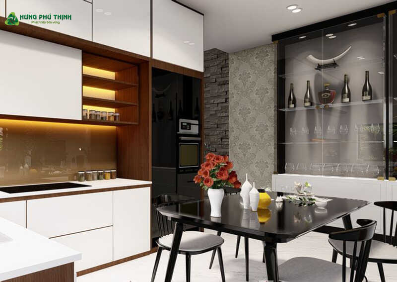 Nội thất phòng bếp & phòng ăn mẫu thiết kế nhà 3 tầng 6x20m