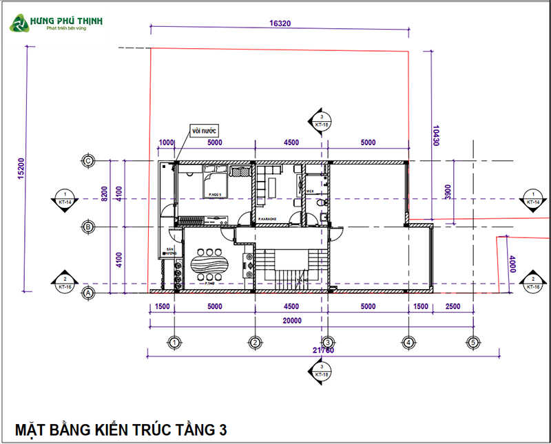 Bản vẽ mặt bằng mẫu thiết kế Spa kết hợp nhà ở - Tầng 3