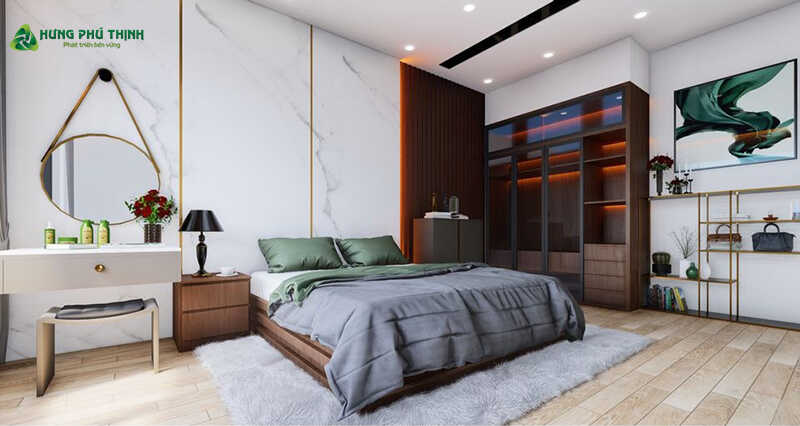 Phòng ngủ 2 - biệt thự 2 tầng mái thái tân cổ điển
