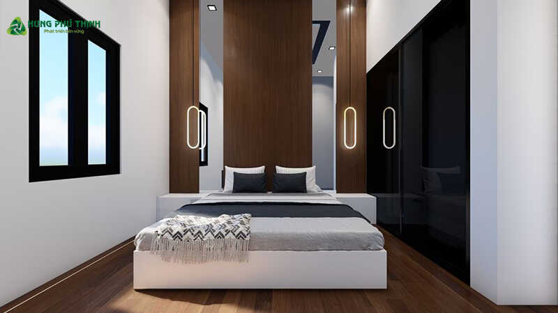 Phòng ngủ 2 - biệt thự 2 tầng hiện đại mái bằng