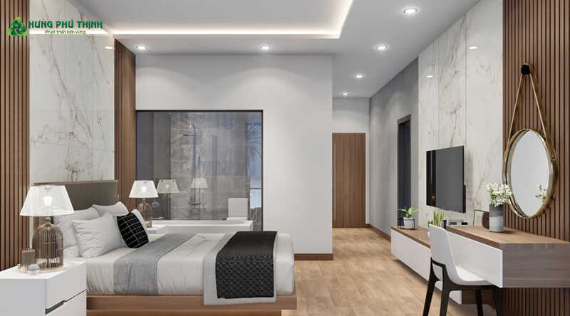 Phòng ngủ 2 - biệt thự 3 tầng hiện đại mái bằng