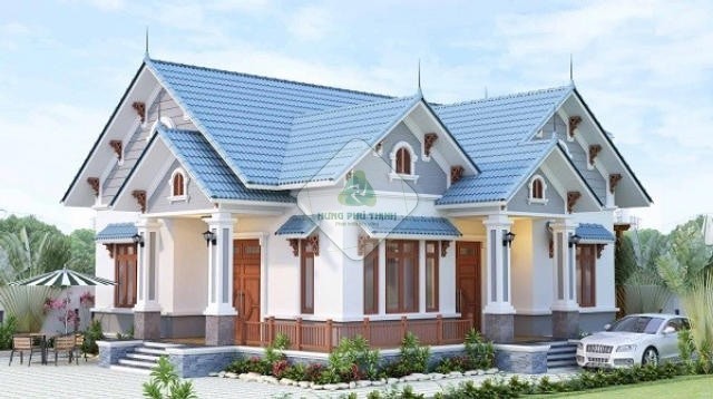 Thiết kế mái ngói Thái làm tổng thể căn nhà trông sang trọng