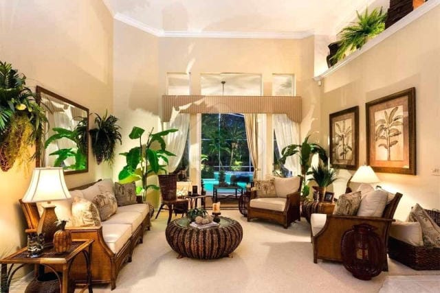 Mẫu phòng khách phong cách tropical đẹp
