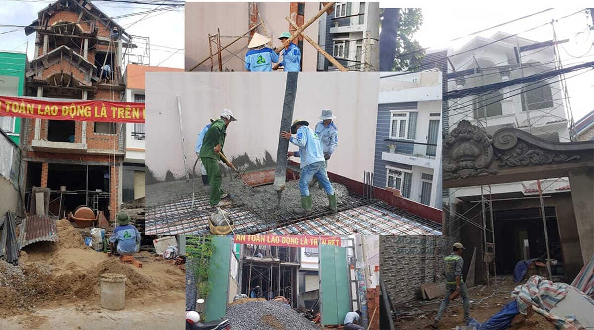 Công nhân đang thi công nhà thô ở Quận Tân Phú ( Ảnh minh họa 1)