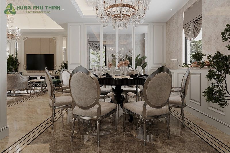 Phòng ăn phong cách luxury đẳng cấp, sang trọng (mẫu 4)