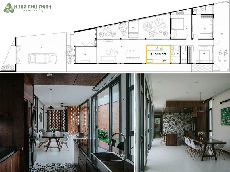 Thiết kế không gian phòng bếp và phòng khách liền kề cho nhà nở hậu