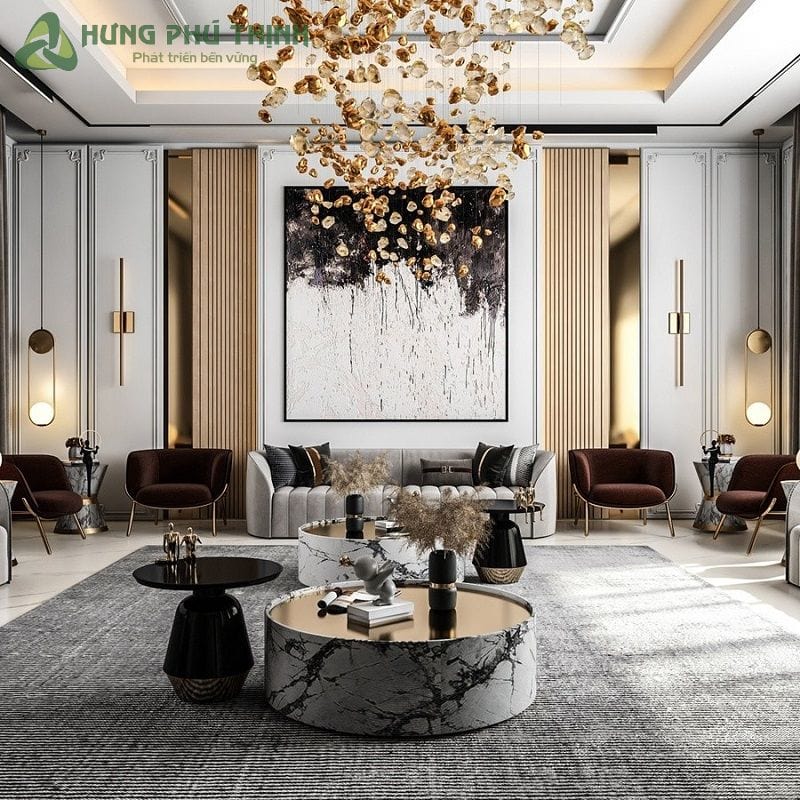 Phòng khách phong cách luxury đẳng cấp sang trọng (mẫu 5)