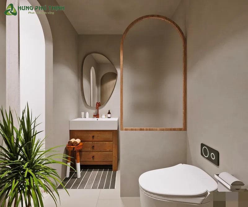 Phòng tắm Wabi Sabi với những đường cong ấn tượng