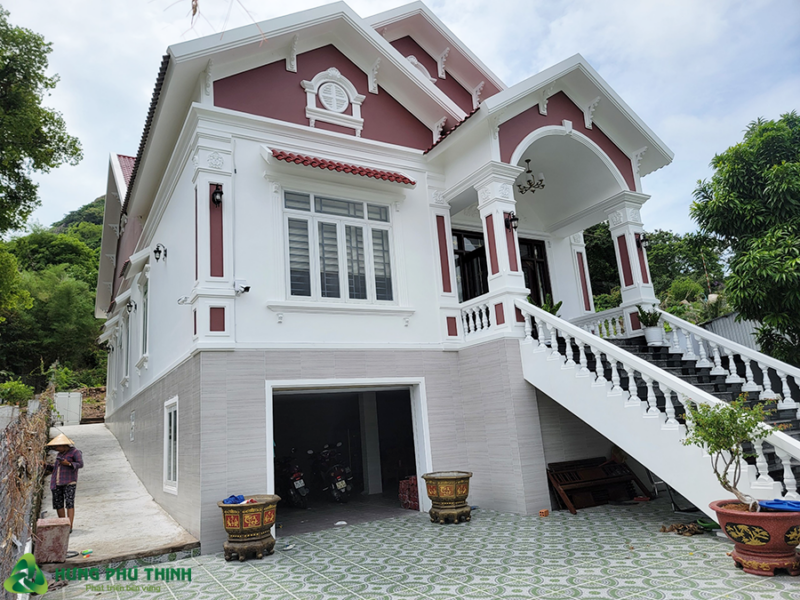 Xây trọn gói biệt thự nhà vườn cấp 4 mái Thái 200m2 Tân cổ điển